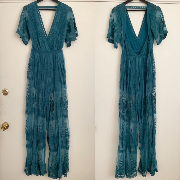 NWT Honey Punch Lace Jumpsuit with Romper under - Picture 3 of 8